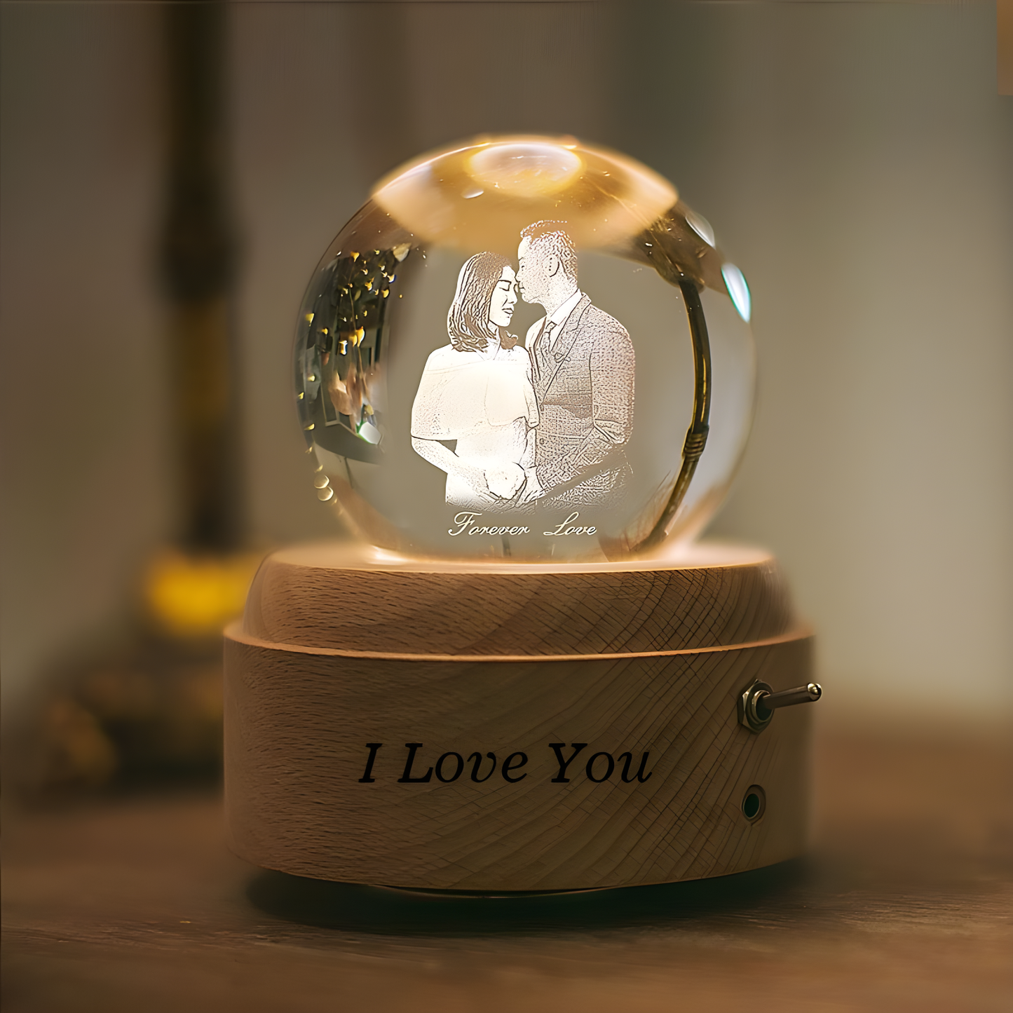 Crystal ball music box glass photo artwork