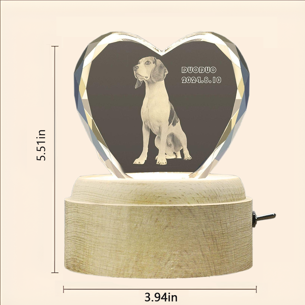 Heart-shaped crystal photo music box